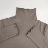 natalia N0504 リブ ハイネック コットン サイズF 長袖Ｔシャツ カットソー ロンＴ グレージュ レディース ナターリア【中古】6-0123M△