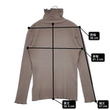 natalia N0504 リブ ハイネック コットン サイズF 長袖Ｔシャツ カットソー ロンＴ グレージュ レディース ナターリア【中古】6-0123M△