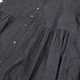 +2 プラスツー 4.5オンスデニムコットンワンピース 定価31900円 2355008 フリル ギャザー ワンピース 25AW ネイビー レディース【中古】5-1226M♪