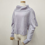 LANVIN en Bleu 3316804 ロールカラー ニット 変形デザイン サイズ38 ウール セーター ニット ラベンダー レディース ランバンオンブルー【中古】6-0123T△