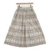 WINSOME Liberty ウィンサムリバティ ウィリアム・モリス生地 ブラザーラビット ギャザー ロングスカート グレー ホワイト レディース【中古】6-0215G♪