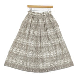 WINSOME Liberty ウィンサムリバティ ウィリアム・モリス生地 ブラザーラビット ギャザー ロングスカート グレー ホワイト レディース【中古】6-0215G♪