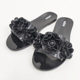 melissa BABE SPRINGTIME AD フラワー 23cm フラット サンダル ブラック レディース メリッサ【中古】6-0426S◎