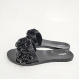 melissa BABE SPRINGTIME AD フラワー 23cm フラット サンダル ブラック レディース メリッサ【中古】6-0426S◎