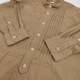 45R/45rpm バチストの908ピンタックスタンドシャツ 定価50600円 玄米 長袖シャツ ブラウン レディース フォーティーファイブアールピーエム【中古】5-1226M♪