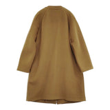 Traditional Weatherwear MATLOCK ウールナイロン ノーカラーコート カーキ ブラウン レディース トラディショナルウェザーウェア【中古】5-1228A♪