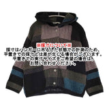 M&KYOKO パッチワーク ニットパーカー フード付き ウールアルパカ混 カーディガン グレー ブラック レディース エムアンドキョウコ【中古】6-0112T♪