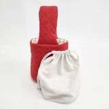 kina ワンハンドルバッグ キルティング 作家 巾着付き ハンドバッグ レッド レディース【中古】6-0114T◎