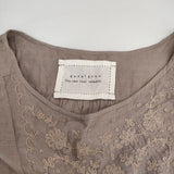 gasa grue コットンシルク 花刺繍 レース インド製 フレンチスリーブドレス ワンピース ピンクベージュ レディース ガサグルー【中古】6-0608S∞