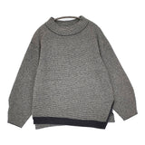 INDIVI 洗える アシメデザイン ジャカードボトルネックニット 定価16940円 127-19400 セーター ブラック ホワイト レディース インディヴィ【中古】6-0115T♪