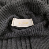susuri ポエータハイネックセーター サイズ1 19-850 リブニット シルク セーター ニット グレー レディース ススリ【中古】6-0115T♪