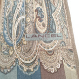 LANCEL ウールシルク ペイズリー スカーフ ベージュ ブラウン レディース ランセル【中古】6-0112T◎