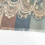 LANCEL ウールシルク ペイズリー スカーフ ベージュ ブラウン レディース ランセル【中古】6-0112T◎