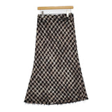 ANNE KLEIN ツイード ウール混 ニット マキシ丈 44373 サイズ11 ロングスカート ブラック ブラウン レディース アンクライン【中古】6-0115T♪