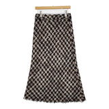 ANNE KLEIN ツイード ウール混 ニット マキシ丈 44373 サイズ11 ロングスカート ブラック ブラウン レディース アンクライン【中古】6-0115T♪