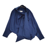 Mame Kurogouchi SHIRT ウール ボウタイ アシンメトリー サイズ1 MM19AW-SH051 ブラウス シャツ ネイビー レディース マメクロゴウチ【中古】6-0207M♪