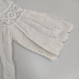 soil フラワー刺繍 半袖 インド製 コットン レース ブラウス シャツ ホワイト レディース ソイル【中古】6-0608S∞