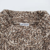 homspun メリノウール×綿スラブ 片畦編み 242-7917 ニットジャケット カーディガン ブラウン ホワイト レディース ホームスパン【中古】6-0115T♪