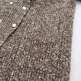 homspun メリノウール×綿スラブ 片畦編み 242-7917 ニットジャケット カーディガン ブラウン ホワイト レディース ホームスパン【中古】6-0115T♪