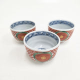 須田菁華 スダセイカ 須田菁華 三代 呉州赤絵風 牡丹文 赤玉 3点セット 食器 ホワイト レッド レディース【中古】6-0108G◎