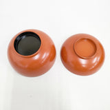 漆器 蓋付きお椀 3個セット 食器 レッド レディース【中古】6-0108G◎