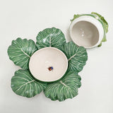 DIDIER GARDILLOU キャベツ PORCELAIN CABBAGE FORM BOX AND COVERS 陶器 皿 グリーン【中古】5-1228G♪