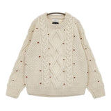 SLOBE IENA embroideryハンドニット 定価25300円 セーター ニット 25AW オフホワイト ナチュラル レディース スローブイエナ【中古】6-0106T♪