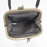 mina perhonen cuddle bag tambourine カドルバッグ レザー 牛革 ハンドバッグ グレー ブラウン レディース ミナペルホネン【中古】6-0114G◎