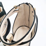 carino メタリックTストラップサンダル 24.5cm モードエジャコモ パンプス ブラック レディース カリーノ【中古】6-0417M◎