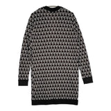 FOUNDATION ADDICT ジオメトリック ウール サイズM ロングカーディガン ブラック オフホワイト レディース ファンデーションアディクト【中古】6-0207T♪