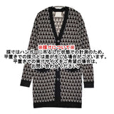 FOUNDATION ADDICT ジオメトリック ウール サイズM ロングカーディガン ブラック オフホワイト レディース ファンデーションアディクト【中古】6-0207T♪