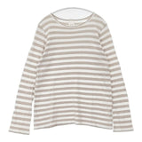 Veritecoeur et ses COPAINS coc-003 ボーダー コットンリネン 長袖Ｔシャツ カットソー ロンＴ ホワイト ベージュ レディース ヴェリテクールエセコパン【中古】6-0608M∞