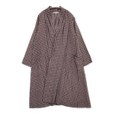 Vlas Blomme Elderberry Check ローブコート 定価55000円 13226081 チェック 羽織 コート ネイビー ベージュ レディース ヴラスブラム【中古】6-0225M♪