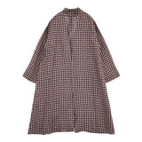 Vlas Blomme Elderberry Check ローブコート 定価55000円 13226081 チェック 羽織 コート ネイビー ベージュ レディース ヴラスブラム【中古】6-0225M♪
