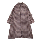 Vlas Blomme Elderberry Check ローブコート 定価55000円 13226081 チェック 羽織 コート ネイビー ベージュ レディース ヴラスブラム【中古】6-0225M♪