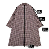 Vlas Blomme Elderberry Check ローブコート 定価55000円 13226081 チェック 羽織 コート ネイビー ベージュ レディース ヴラスブラム【中古】6-0225M♪