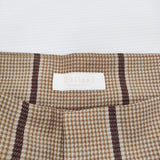 BALLSEY ポリエステルウールカルゼ ワイドクロップドパンツ 定価19800円 サイズ34 チェック ベージュ ブラウン レディース ボールジー【中古】6-0207G♪