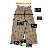 BALLSEY ポリエステルウールカルゼ ワイドクロップドパンツ 定価19800円 サイズ34 チェック ベージュ ブラウン レディース ボールジー【中古】6-0207G♪