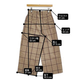 BALLSEY ポリエステルウールカルゼ ワイドクロップドパンツ 定価19800円 サイズ34 チェック ベージュ ブラウン レディース ボールジー【中古】6-0207G♪