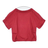 PLAIN PEOPLE 定価16000円 半袖 コットンポリエステルストレッチ ブラウス シャツ レッド レディース プレインピープル【中古】6-0608S∞