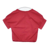 PLAIN PEOPLE 定価16000円 半袖 コットンポリエステルストレッチ ブラウス シャツ レッド レディース プレインピープル【中古】6-0608S∞