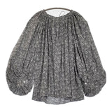 R&D.M.Co- プリンセスフラワー ギャザースモックブラウス ブラウス シャツ ブラック ホワイト レディース オールドマンズテーラー【中古】6-0106M♪