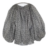 R&D.M.Co- プリンセスフラワー ギャザースモックブラウス ブラウス シャツ ブラック ホワイト レディース オールドマンズテーラー【中古】6-0106M♪