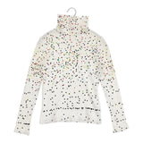 mina perhonen birth ドット ハイネック bs8201 長袖Ｔシャツ カットソー ロンＴ ホワイト マルチカラー レディース ミナペルホネン【中古】6-0418M∞