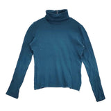 mina perhonen bebe ks8545 ハイネック コットン 長袖Ｔシャツ カットソー ロンＴ ブルーグリーン レディース ミナペルホネン【中古】6-0225M♪