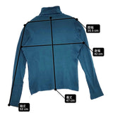 mina perhonen bebe ks8545 ハイネック コットン 長袖Ｔシャツ カットソー ロンＴ ブルーグリーン レディース ミナペルホネン【中古】6-0225M♪