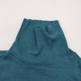 mina perhonen bebe ks8545 ハイネック コットン 長袖Ｔシャツ カットソー ロンＴ ブルーグリーン レディース ミナペルホネン【中古】6-0225M♪