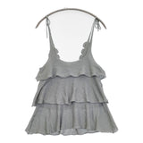 mina perhonen bouquet ns8985 リネンコットンレーヨンニット 定価39900円 キャミソール ライトブルー レディース ミナペルホネン【中古】6-0225M♪