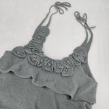 mina perhonen bouquet ns8985 リネンコットンレーヨンニット 定価39900円 キャミソール ライトブルー レディース ミナペルホネン【中古】6-0225M♪