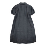mina perhonen ps3749 herbarium 刺繍 半袖 リネン ワンピース ネイビー レディース ミナペルホネン【中古】6-0513S∞
